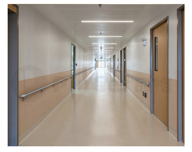 Stainless Steel Crash Handrail In Corridor Of Nursing Home