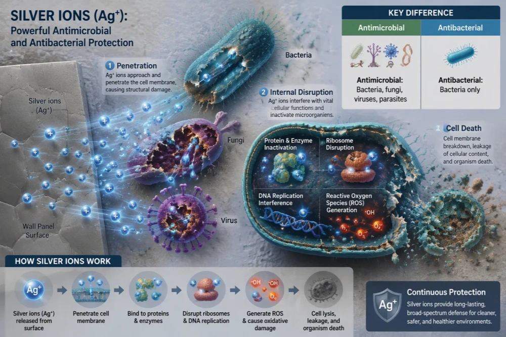 Cómo funcionan los paneles de pared antimicrobianos: explicación de la tecnología de iones de plata