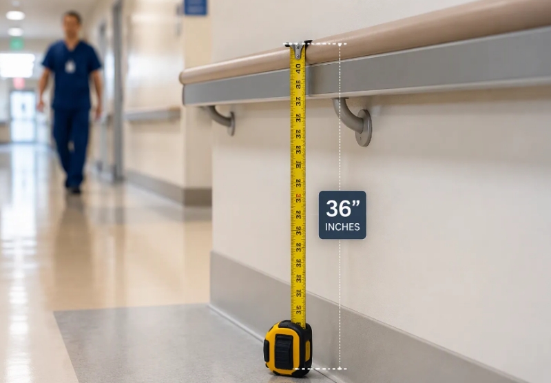 Altura y cumplimiento normativo de los pasamanos de hospitales: ADA, EN y normas globales